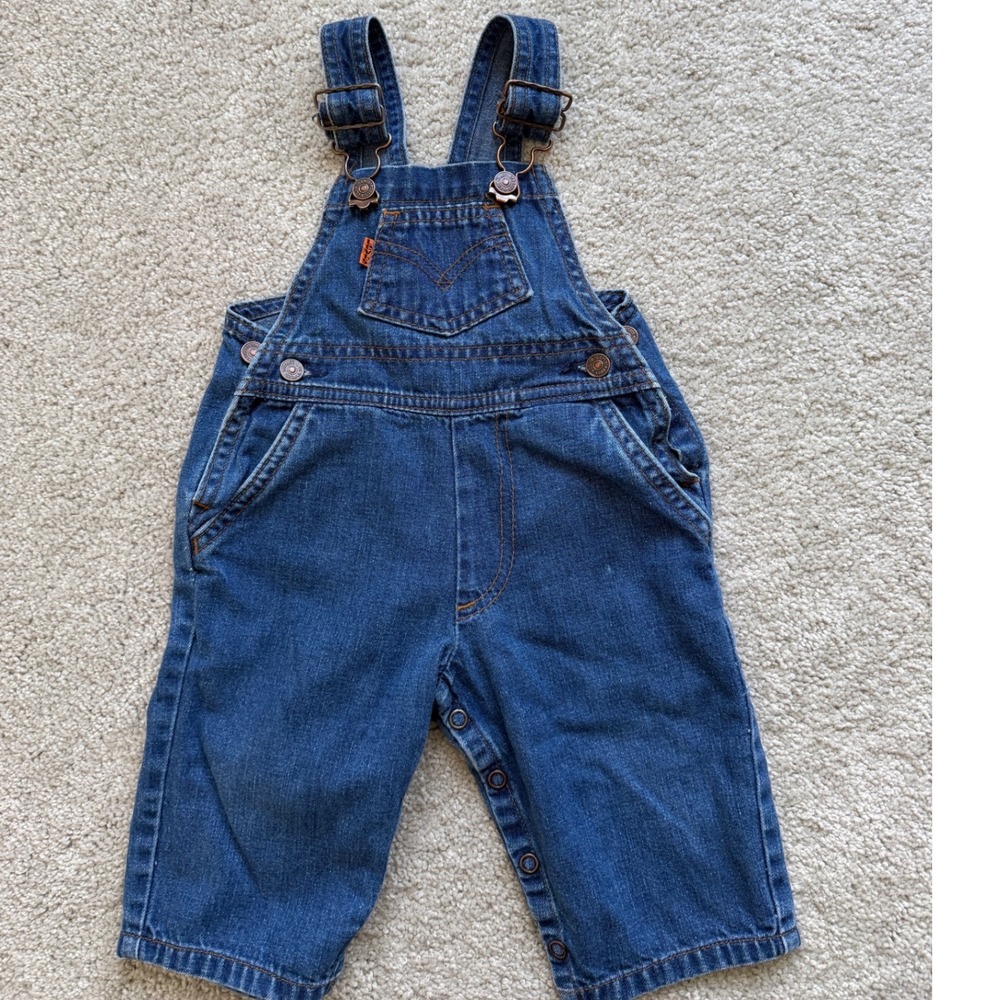 Vintage Levis Orange Tab Denim Overalls Baby 9 Months 80s